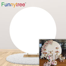 Load image into Gallery viewer, Funnytree custom pure white round background DIY wedding birthday party decor backdrop cover photobooth photocall
