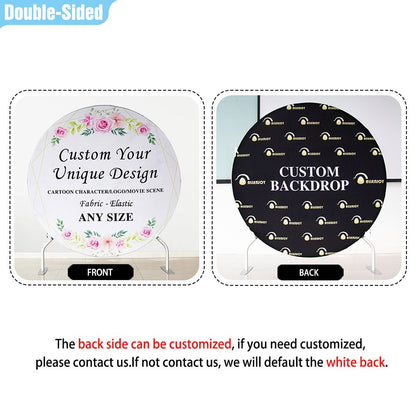 Funnytree custom pure white round background DIY wedding birthday party decor backdrop cover photobooth photocall