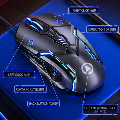 G5 Wired Mouse, Button Sound / Button Mute Mouse, Computer Mouse Gamer, Computer Accessories,Suitable For Home or Office