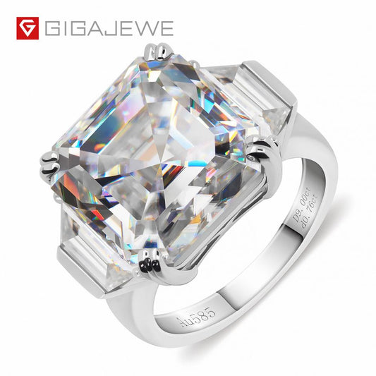 GIGAJEWE Total 9.76ct 12.0mm Moissanite D VVS1 Asscher Cut Customized 14K White Gold Ring Jewelry Woman Girlfriend Gift Jewellery