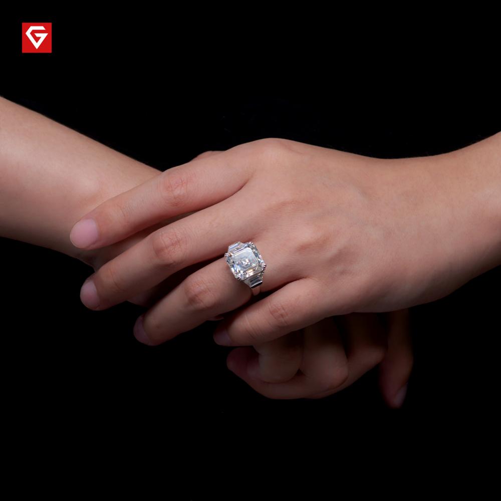 GIGAJEWE Total 9.76ct 12.0mm Moissanite D VVS1 Asscher Cut Customized 14K White Gold Ring Jewelry Woman Girlfriend Gift Jewellery
