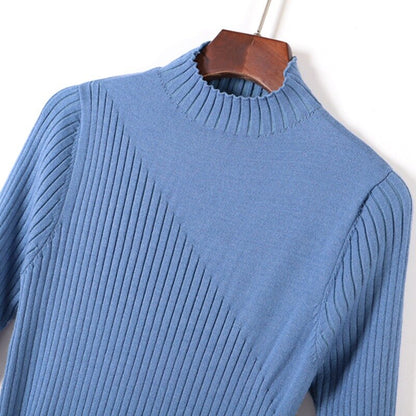 GIGOGOU Women Sweater Dress Autumn Winter Clothes New Chic Turtleneck Long Sleeve Knitted Dress Sashes A Line Long Dresses