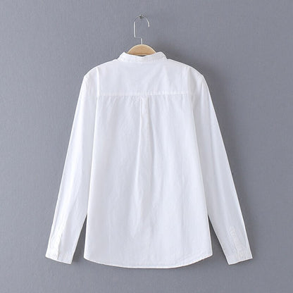 GOPLUS 2019 White Blouse Women's Shirt Cotton Womens Tops and Blouses Vintage Stand Collar Blusas Mujer De Moda 2019 Haut Femme