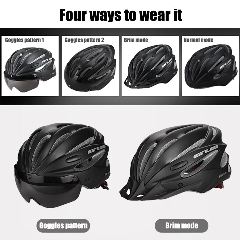 GUB K80 Cycling Helmet with Visor Magnetic Goggles Integrally-molded 58-62cm for Men Women MTB Road Bicycle  Bike Helmet