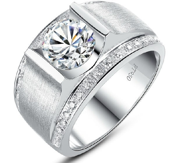 Genuine 14K Men's White Gold Ring Tension Mount 1CT Diamond Ring for Husband Engagement Ring White Gold Jewellery