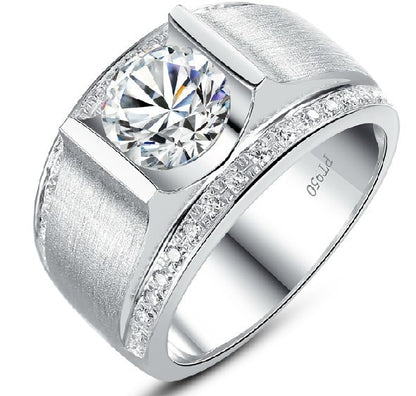 Genuine 14K Men's White Gold Ring Tension Mount 1CT Diamond Ring for Husband Engagement Ring White Gold Jewellery