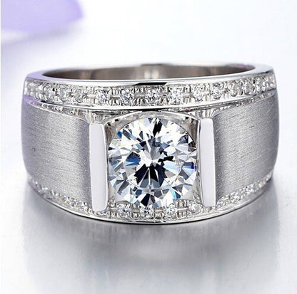 Genuine 14K Men's White Gold Ring Tension Mount 1CT Diamond Ring for Husband Engagement Ring White Gold Jewellery