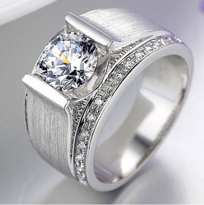Genuine 14K Men's White Gold Ring Tension Mount 1CT Diamond Ring for Husband Engagement Ring White Gold Jewellery