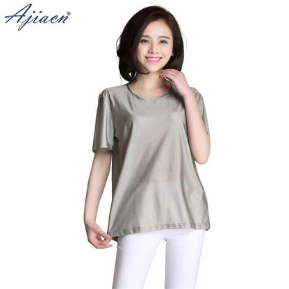 Genuine Anti-electromagnetic Radiation 100% Silver Fiber Women's T-shirt Mobile Phone, WIFI, Computer, TV EMF Shielding T-shirt