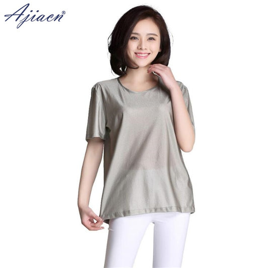 Genuine Anti-electromagnetic Radiation 100% Silver Fiber Women's T-shirt Mobile Phone, WIFI, Computer, TV EMF Shielding T-shirt
