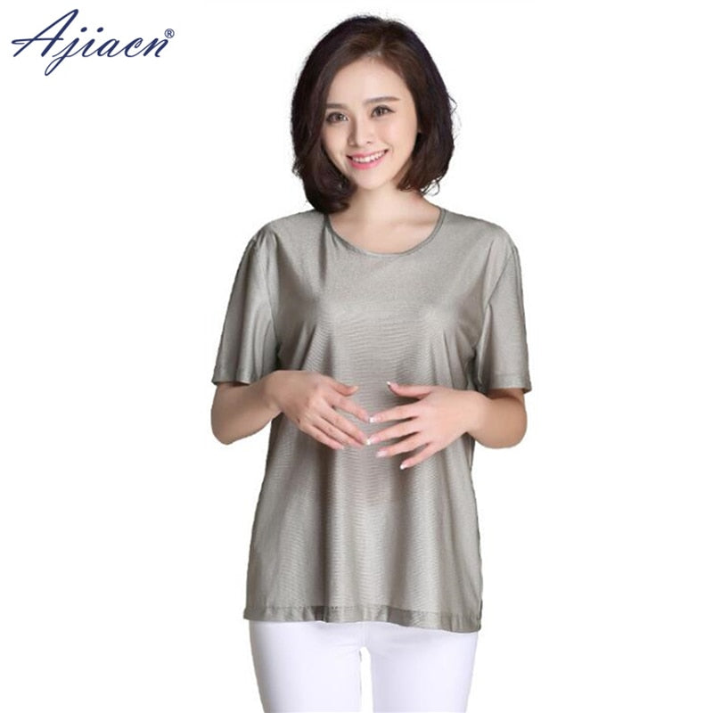 Genuine Anti-electromagnetic Radiation 100% Silver Fiber Women's T-shirt Mobile Phone, WIFI, Computer, TV EMF Shielding T-shirt
