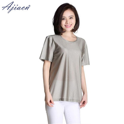 Genuine Anti-electromagnetic Radiation 100% Silver Fiber Women's T-shirt Mobile Phone, WIFI, Computer, TV EMF Shielding T-shirt