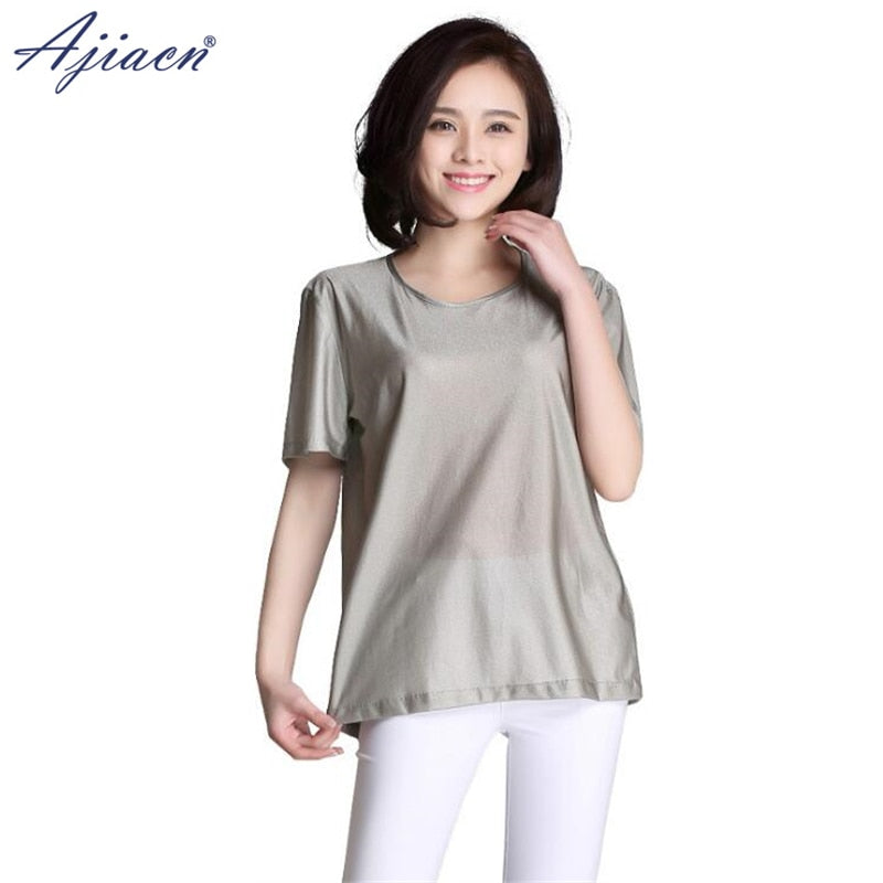 Genuine Anti-electromagnetic Radiation 100% Silver Fiber Women's T-shirt Mobile Phone, WIFI, Computer, TV EMF Shielding T-shirt