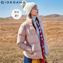 將圖片載入圖庫檢視器 Giordano Women Down Jackets Stand Collar 90% White Goose Down Jacket Lightweight Slant Pocket Down Coat 05371706
