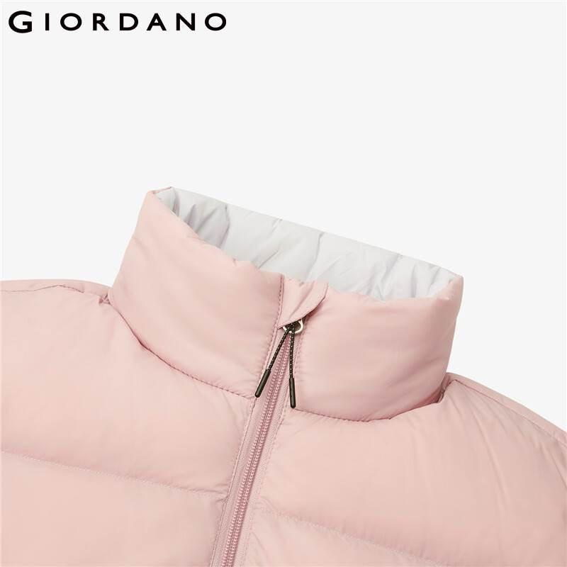 Giordano Women Down Jackets Stand Collar 90% White Goose Down Jacket Lightweight Slant Pocket Down Coat 05371706
