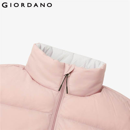 Giordano Women Down Jackets Stand Collar 90% White Goose Down Jacket Lightweight Slant Pocket Down Coat 05371706