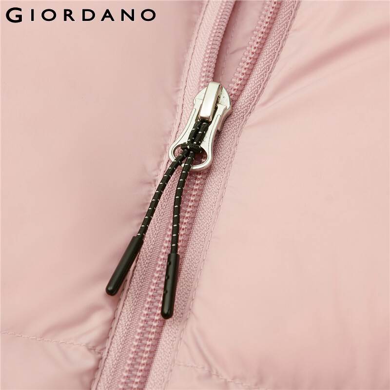 Giordano Women Down Jackets Stand Collar 90% White Goose Down Jacket Lightweight Slant Pocket Down Coat 05371706