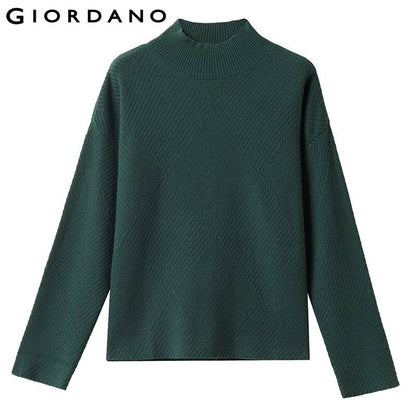 Giordano Women Sweaters Thick Plain Dropped Shoulder Turtleneck Pullover Sweater 5 Needle Knitting Ropa Invierno Mujer 05350627