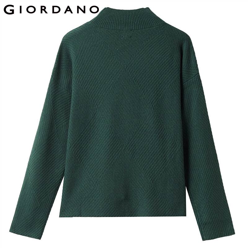 Giordano Women Sweaters Thick Plain Dropped Shoulder Turtleneck Pullover Sweater 5 Needle Knitting Ropa Invierno Mujer 05350627