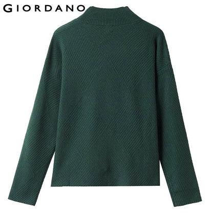 Giordano Women Sweaters Thick Plain Dropped Shoulder Turtleneck Pullover Sweater 5 Needle Knitting Ropa Invierno Mujer 05350627