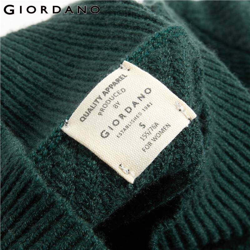 Giordano Women Sweaters Thick Plain Dropped Shoulder Turtleneck Pullover Sweater 5 Needle Knitting Ropa Invierno Mujer 05350627