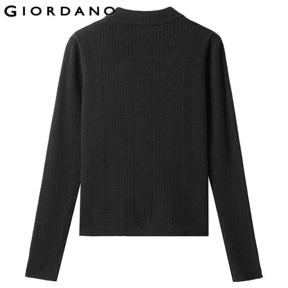Giordano Women Sweaters Thick Slim Mockneck Pullover Sweater 5 Needle Long Sleeves Warm Blusa De Frio Feminina 05350636