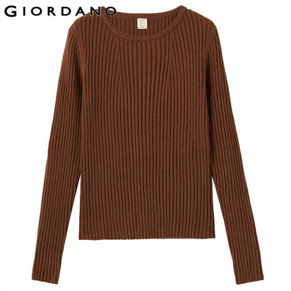 Giordano Women Sweaters Thick Slim Soild Plain Crewneck Sweater 5 Needle Middle Thickness Warm Pull Femme 05350635