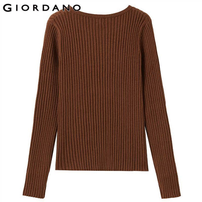 Giordano Women Sweaters Thick Slim Soild Plain Crewneck Sweater 5 Needle Middle Thickness Warm Pull Femme 05350635