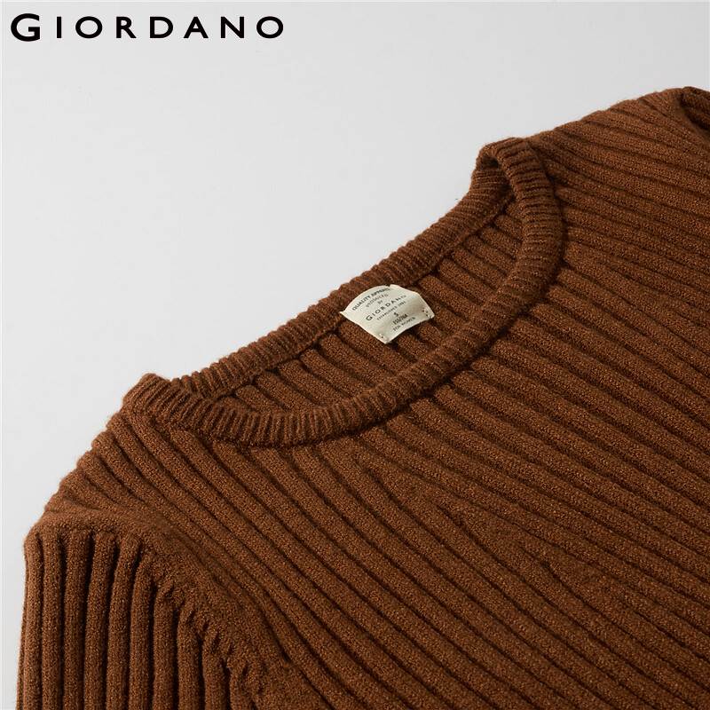 Giordano Women Sweaters Thick Slim Soild Plain Crewneck Sweater 5 Needle Middle Thickness Warm Pull Femme 05350635