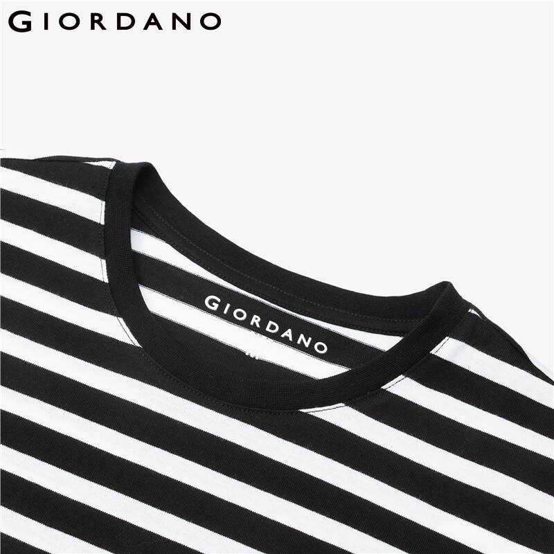 Giordano Women Tshirts Stripe Crewneck Long Sleeve Tee Shirts Casual Tshirts 13321751