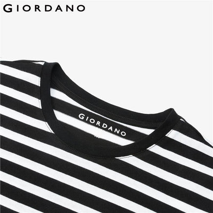 Giordano Women Tshirts Stripe Crewneck Long Sleeve Tee Shirts Casual Tshirts 13321751