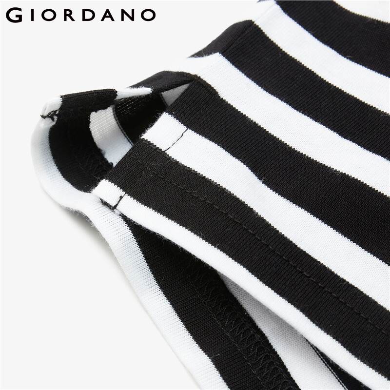 Giordano Women Tshirts Stripe Crewneck Long Sleeve Tee Shirts Casual Tshirts 13321751