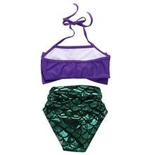 將圖片載入圖庫檢視器 Girls Kids Mermaid Swimmable Bikini Set Swimwear Swimsuit Swimming Costumes 2PCS  Cosaplay Kids Children
