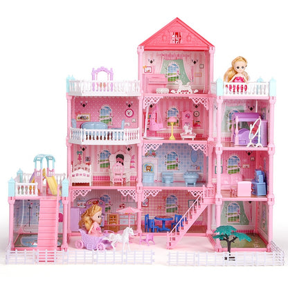 Girls' Large Handmade Dollhouse Castle DIY House Toy Miniature Buildings Models Toys Kid Birthday Christmas Gifts