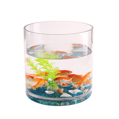 Glass Fish Tank L Creative Thickening Straight Cylindrical Living Room Office Goldfish Tank Transparent Turtle Tank Hydroponics