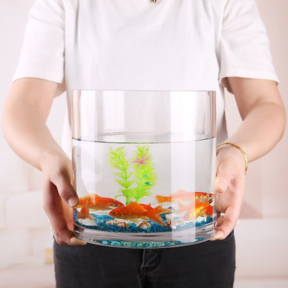 Glass Fish Tank L Creative Thickening Straight Cylindrical Living Room Office Goldfish Tank Transparent Turtle Tank Hydroponics