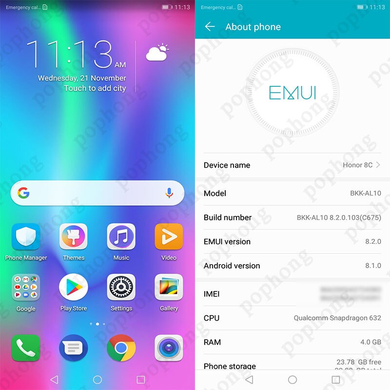 Global Rom HONOR 8C Mobile phone 6.26 inch Snapdragon 632 Octa Core 4GB 64GB Android 8.1 4000mAh Face ID