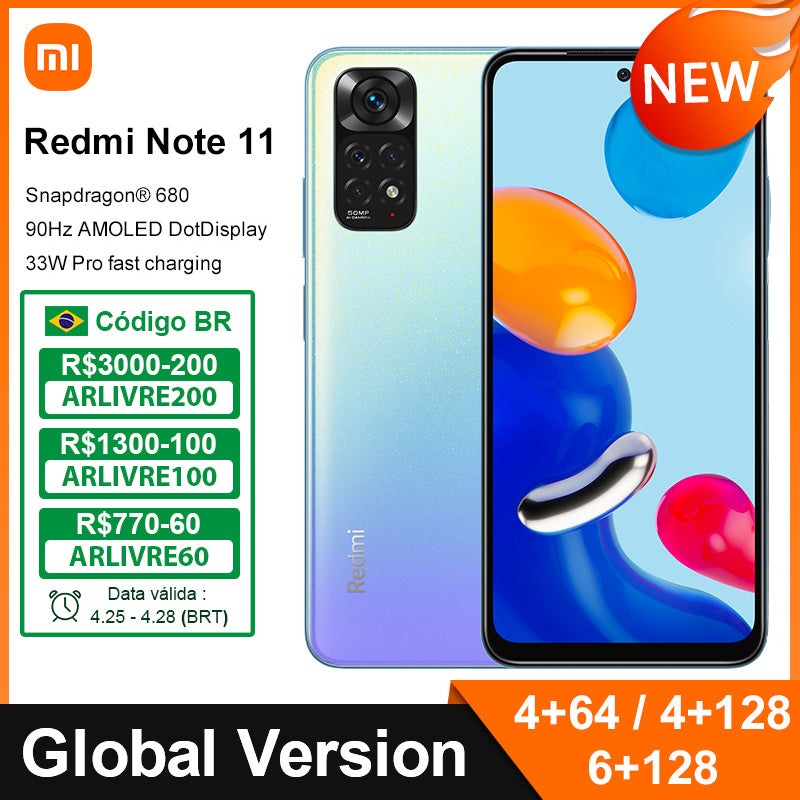 Xiaomi Redmi Note 11 Mobile Phone Global Version NFC Snapdragon 680 Octa Core 33W Pro Fast Charging 50MP Quad Camera 90Hz 5000mAh