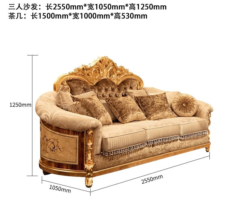 Glorious Palace Style Sofa Set with Velvet Fabric Upholstery / Sumptuous 1+2+3 Seaters, Square Table / Sea Ship >8 weeks