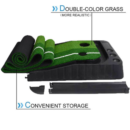 Golf Putting Green Mat 3M with Ball Return 2 Holes Mini Golf Game Practice Equipment for Home Office Backyard Indoor Outdoor Use