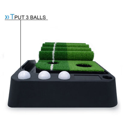 Golf Putting Green Mat 3M with Ball Return 2 Holes Mini Golf Game Practice Equipment for Home Office Backyard Indoor Outdoor Use