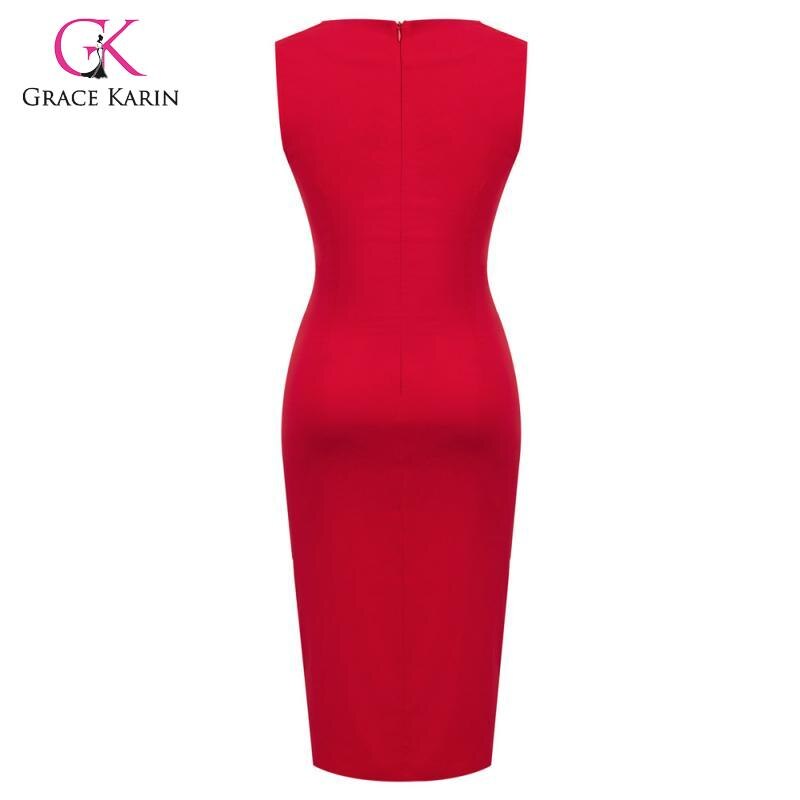 Grace Karin Women's Elegant Slim Formal Business Dress Sleeveless Pnecil Dresses Office Ladies Wear To Work Bodycon Dress Summer