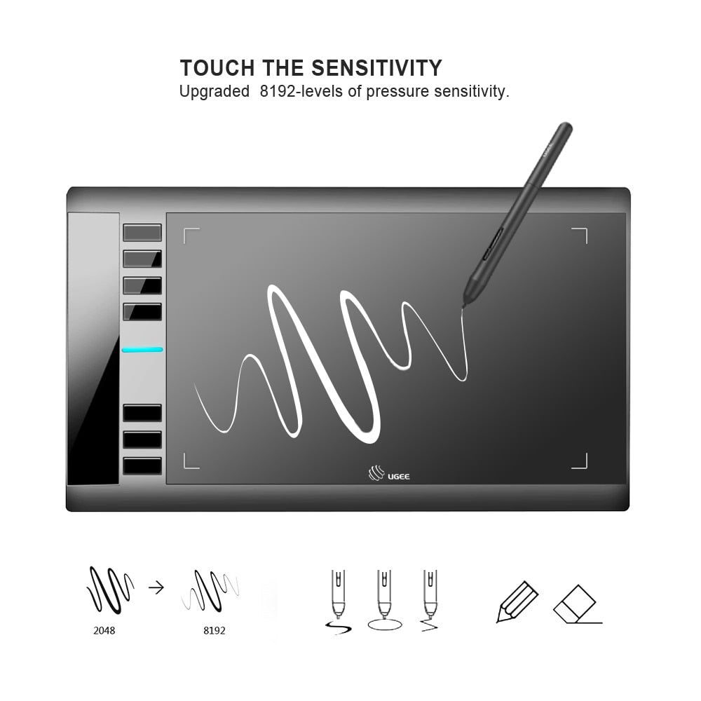 Graphics Drawing Tablet UGEE M708 Art Designer Writting Tablet 266RPS 8192 Levels Tablet with Passive Pen for Window Android Mac