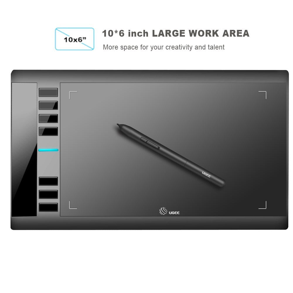 Graphics Drawing Tablet UGEE M708 Art Designer Writting Tablet 266RPS 8192 Levels Tablet with Passive Pen for Window Android Mac