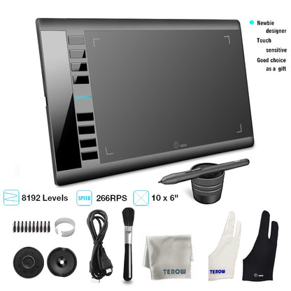 Graphics Drawing Tablet UGEE M708 Art Designer Writting Tablet 266RPS 8192 Levels Tablet with Passive Pen for Window Android Mac