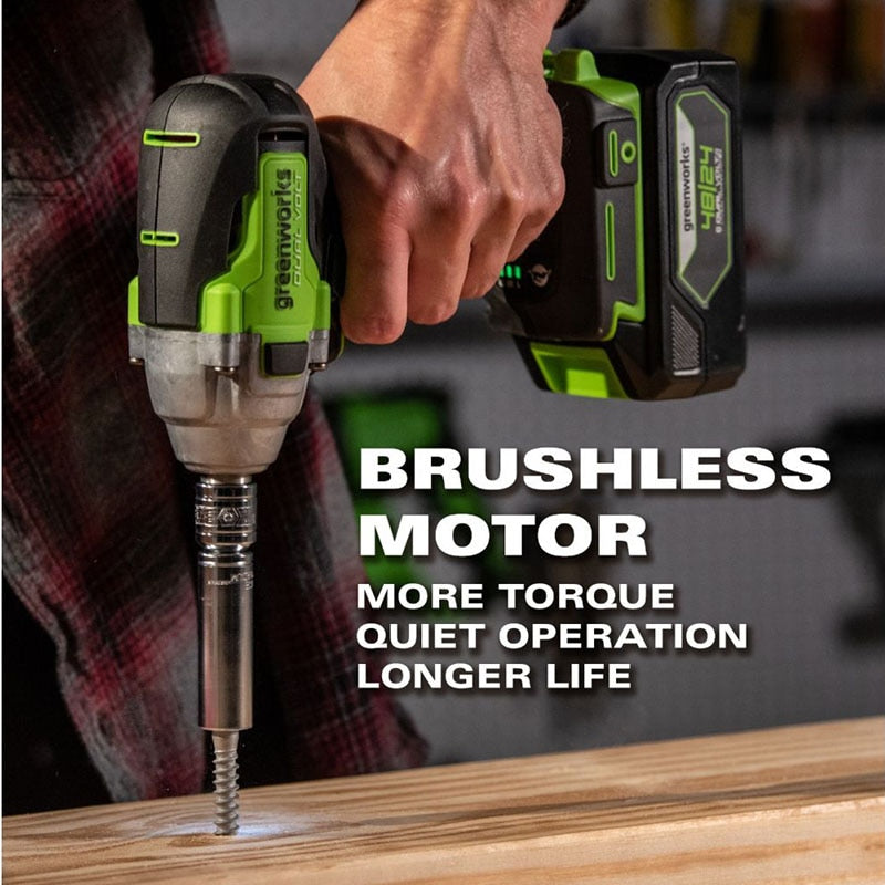 Greenworks 48/24V DUAL-VOLT 1/2 inch Cordless Brushless Electric Wrench Impact Wrench Socket Wrench 400N.m