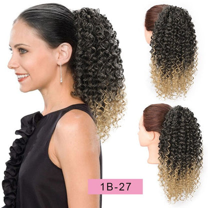 Vigorous Drawstring Puff Ponytail Afro Kinky Curly Hair Extension Synthetic Clip in Pony Tail African American Hair Extension