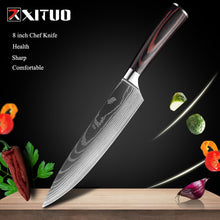 Load image into Gallery viewer, XITUO 8&quot;inch japanese kitchen knives Laser Damascus pattern chef knife Sharp Santoku Cleaver Slicing Utility Knives tool EDC New
