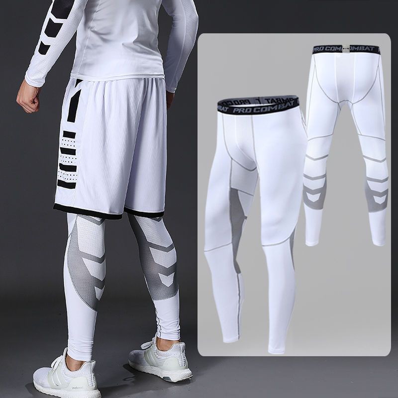 Men's Compression Pants Male Tights Leggings for Running Gym Sport Fitness Quick Dry Fit Joggings Workout White Black Trousers