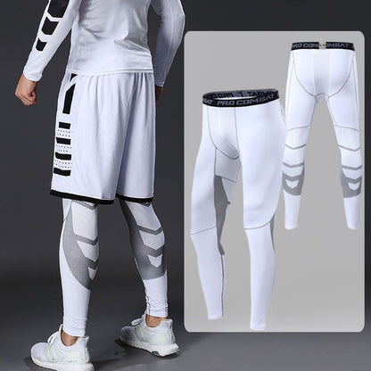 Men's Compression Pants Male Tights Leggings for Running Gym Sport Fitness Quick Dry Fit Joggings Workout White Black Trousers